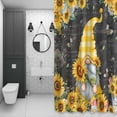 thumbnail image 4 of Sunflower Gnome Shower Curtain for Bathroom Decor, Country Yellow Sunflower Floral Leaf Bee Black Letter Background Waterproof Fabric Shower Curtain, 36"x72" Set with 12 Hooks, 4 of 9