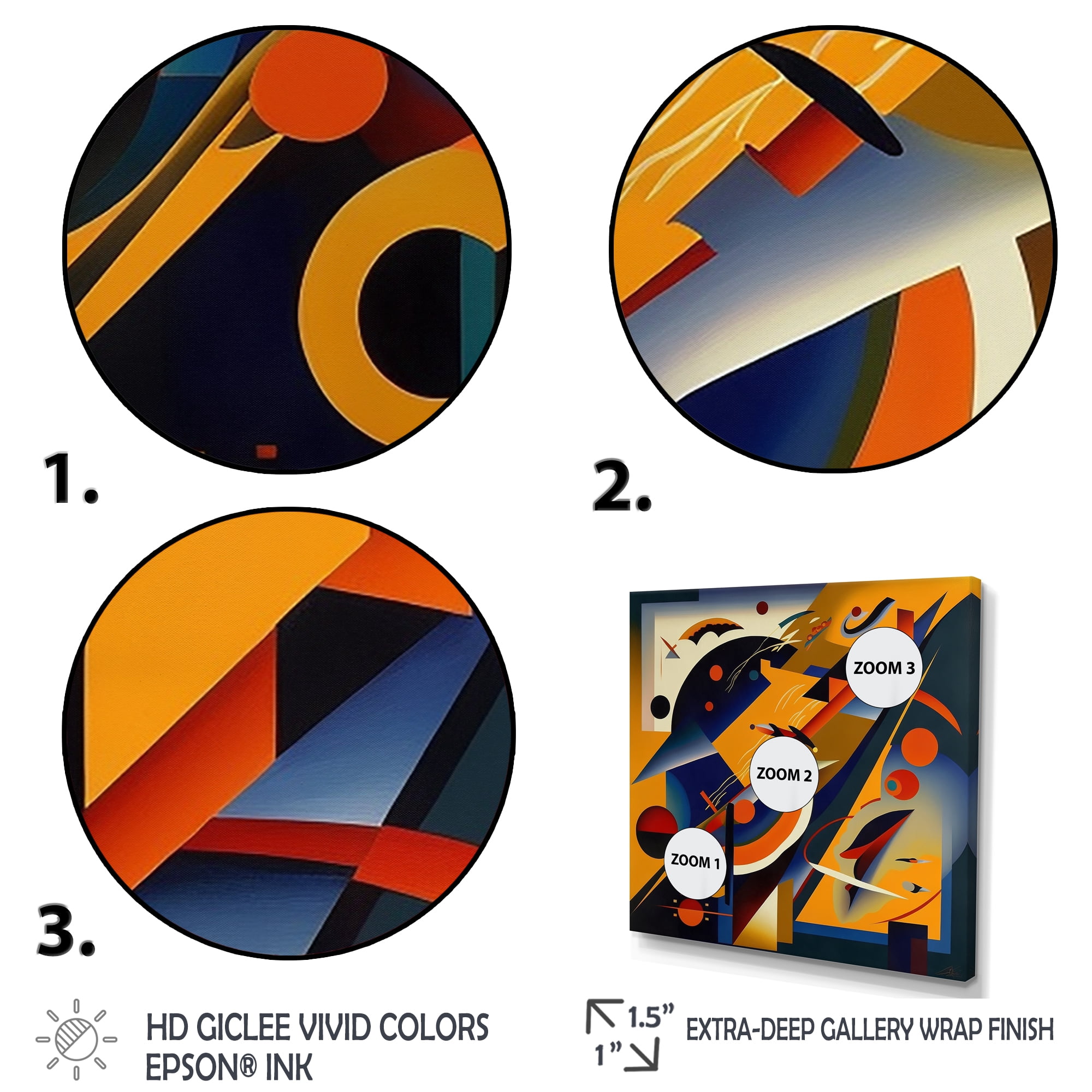 Designart Multicolor Geometric Orange Shapes IV Canvas Wall Art