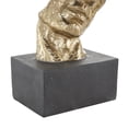 thumbnail image 5 of 8" x 25" Gold Polystone Stacked Face Cutout Mask Sculpture with Black Block Base, by DecMode, 5 of 9