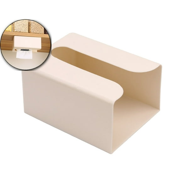 VQPeo Wall Mounted Tissue Box Holder, Punch-Free Kitchen Bathroom Paper Organizer(Beige)