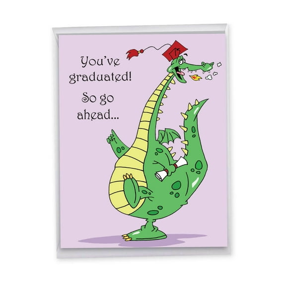 1 Jumbo Funny Happy Graduation Greeting Card (8.5 x 11 Inch) - Dragon Graduate Graduation J3557GDG