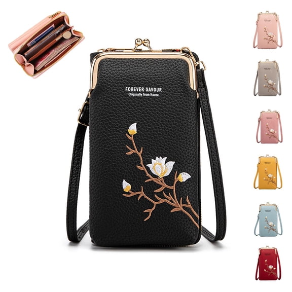 Women Sling Cross-Body Wallet Desirablte Crossbody Wallet Multiple Compartments Crossbody Phone Bag (Yellow)