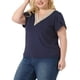 thumbnail image 4 of Camisetas de verano de talla grande Agnes Orinda para mujeres, blusas básicas de tunic de encaje con cuello en V corto, 3X azul marino, 4 of 5