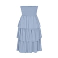 thumbnail image 7 of YueHuiYing Women's 2026 Summer Strapless Tube Mini Dress Off-Shoulder Smocked Ruffle A-Line Flowy Short Party Club Dresses, 7 of 7