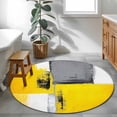 thumbnail image 4 of Oil Painting Yellow Grey Round Area Rug 3 FT, Small Kitchen Bathroom Mat, Abstract Modern Street Grunge Art Washable Indoor Outdoor Throw Runner Carpet Doormat for Table Shower Sofa Entryway, 4 of 9