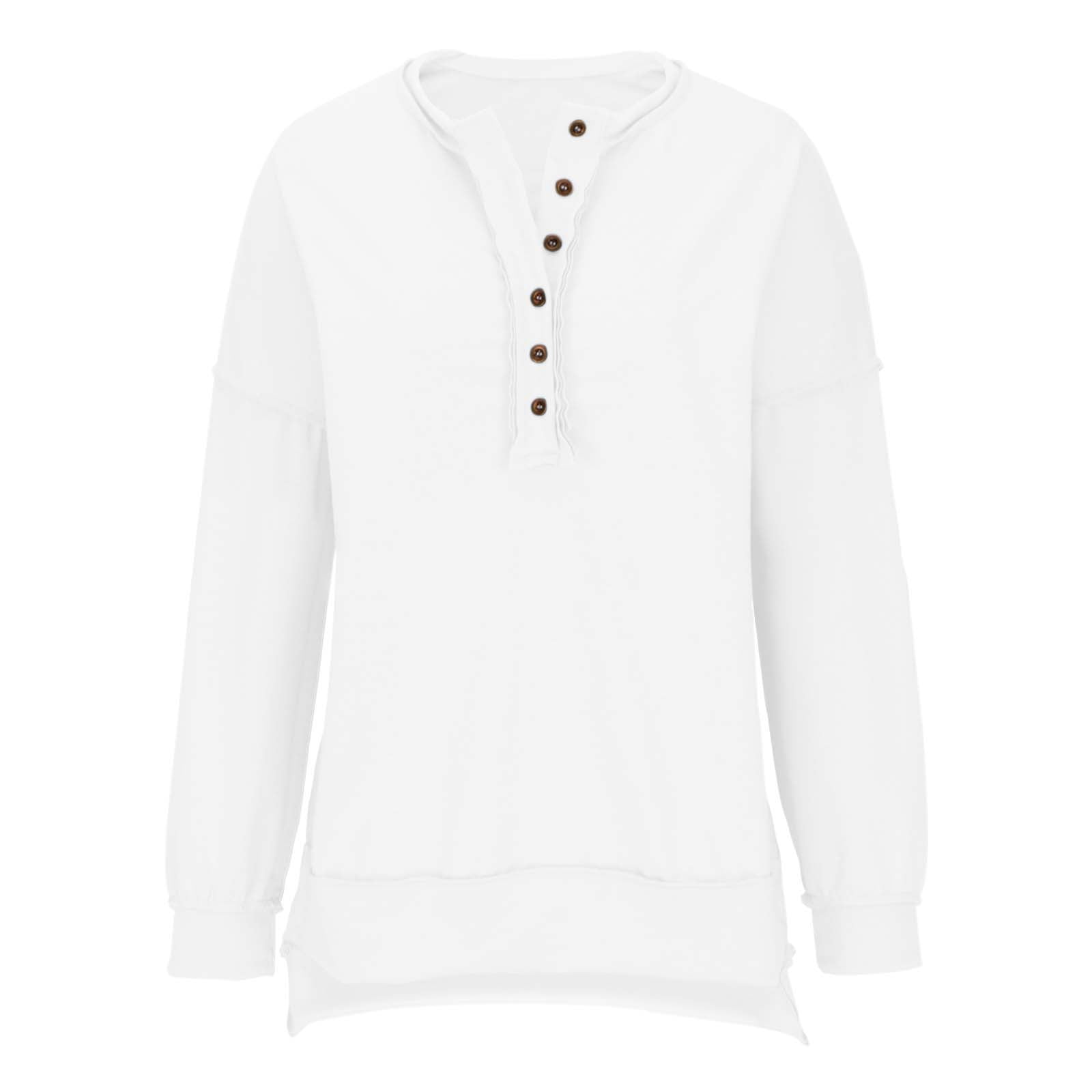 Tシャツ・カットソー HUECLOSET Button Henley Sweatshirt SE455 Huesdet Womens Sweatshirt Casual Textured Long Sleeve Henley