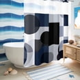 thumbnail image 5 of No Hook Shower Curtain, Navy Blue Black Shower Curtains for Bathroom with See Through Top Window, Art Modern Abstract Geometric Waterproof & Washable Bath Curtain Stall 48"x72", 5 of 9