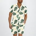 thumbnail image 2 of Stamzod Mens Beach Outfit 2Pc Summer Short Sleeve Hawaiian Shirt and Shorts Set Casual Loose Plus Size Vacation Short Sets for Men Green E M, 2 of 5