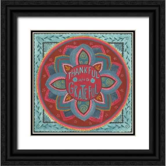 Shamp, Cindy 20x20 Black Ornate Wood Framed with Double Matting Museum Art Print Titled - Thankful and Grateful
