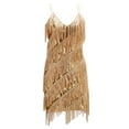 thumbnail image 4 of Pisexur Robe Sans Manches à Col en V pour Femme, Mode, Bretelles, Col Ras du Cou, Paillettes, Plume, Robe Courte Unie Sans Manches, Robe pour Femme, 4 of 6
