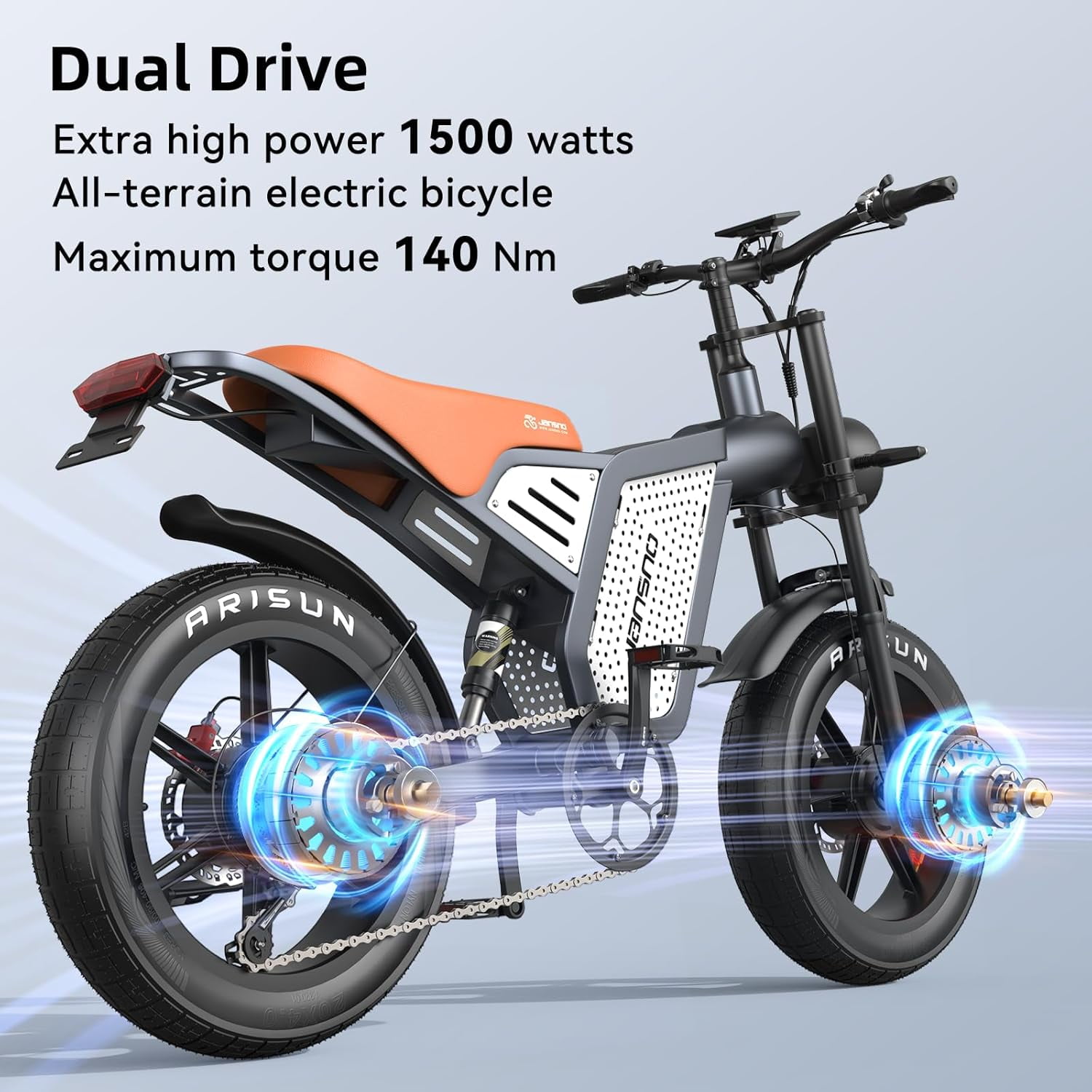 JANSNO X60 1500W Fat Tire Electric Bike for Adults,48V 23Ah Battery,20" x 4.0" Off-Road Electric Dirt Bike,30MPH 7-Speed UL2849