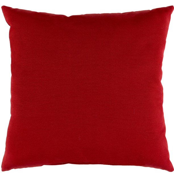 16" Bright Red Square Throw Pillow Cover with Piping Trim