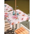 thumbnail image 2 of Outdoor Tablecloth with Umbrella Hole for Patio/Picnic/Party/Camping, Spring Flowers Waterproof Table Cloth Square Cover Washable, Watercolor Pink Orange Floral Romantic Rustic (54"x 54"), 2 of 8