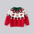 thumbnail image 2 of Drtj Boy Girl Red Pullover Bear Crew Neck Long Sleeve Knit Pullover Warm Autumn Winter Sweater Christmas Tops, Sized 18-24M, 2 of 7