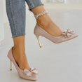 thumbnail image 2 of SCHUHLAND Elegant Bowknot Glitter Pumps for Women, Pointed Toe Super High Thin Heel Wedding Shoes, Silver/Pink, Sizes 34-40, 2 of 16