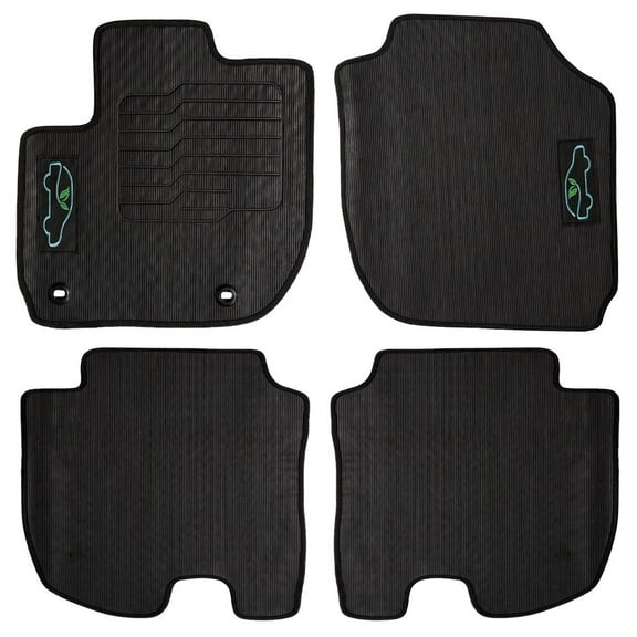 Floor Mats for 2016 to 2022 Honda HRV / 2015 to 2020 Honda Fit with Safety Locks, Front and Rear, Black, All-Weather - ecoMats
