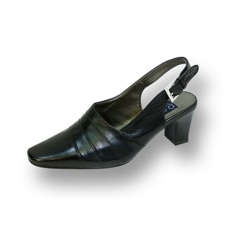 

PEERAGE Susie Women Wide Width Leather Slingback Pump BLACK 6