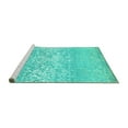 thumbnail image 2 of Ahgly Company Machine Washable Indoor Square Abstract Turquoise Blue Contemporary Area Rugs, 3' Square, 2 of 4