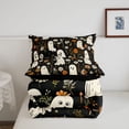thumbnail image 5 of Feelyou Cute Halloween Ghost Queen Comforter Set, Boho Flower Daisy Comforter Sets Queen, Black Reversible, 3pcs, 1 Comforter and 2 Pillowcases, 5 of 7
