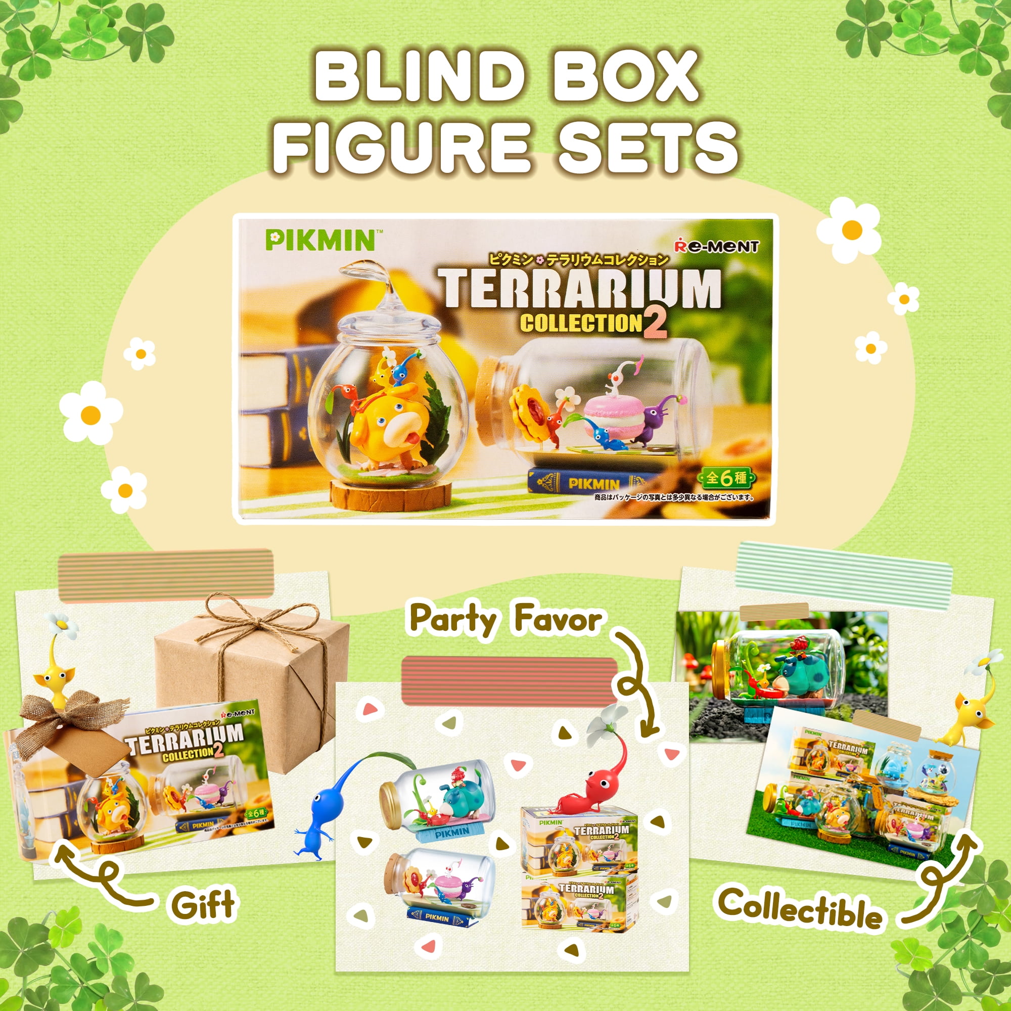 Hamee RE-Ment Pikmin Blind Box Miniature Figure Set for Birthday Gift, Party Favor, Collectible Toy (Pikmin Terrarium Collection 2) – 6 Pc. (Full Set)