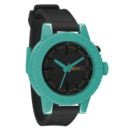 Nixon Women's A2871060 The GoGo Black Dial Black Rubber Strap Teal Plastic Watch