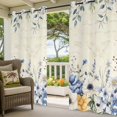 thumbnail image 2 of Outdoor Curtains for Patio Waterproof Blue Flowers Indoor/Outdoor Curtain Tiebacks Eucalyptus Leaf Floral Berry Branch Privacy Sun Block Grommet Drapes for Pergolas Gazebo Porch 2 Panel 54x108 Inch, 2 of 9