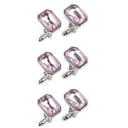 Fashion Diamond Cufflinks Clothes Sleeve Button Alloy Rhinestone Pink Miss Tie 3 Pairs