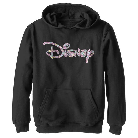 Boy's Disney Candy Logo Pull Over Hoodie Black Large