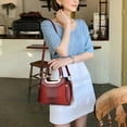 thumbnail image 6 of PORT&LOTUS Small Red Compact Glossy Crocodile Pattern PU Leather Crossbody Bag for Women Top Handle Purses for Women with Adjustable Shoulder Strap For Shopping Office Travel, 6 of 8