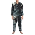 thumbnail image 3 of Naloa Cloud White Dragon Men’s Pajamas Set - Long Sleeve Button Down Sleep Shirt and Pajama Bottoms Sleepwear Set-Large, 3 of 7