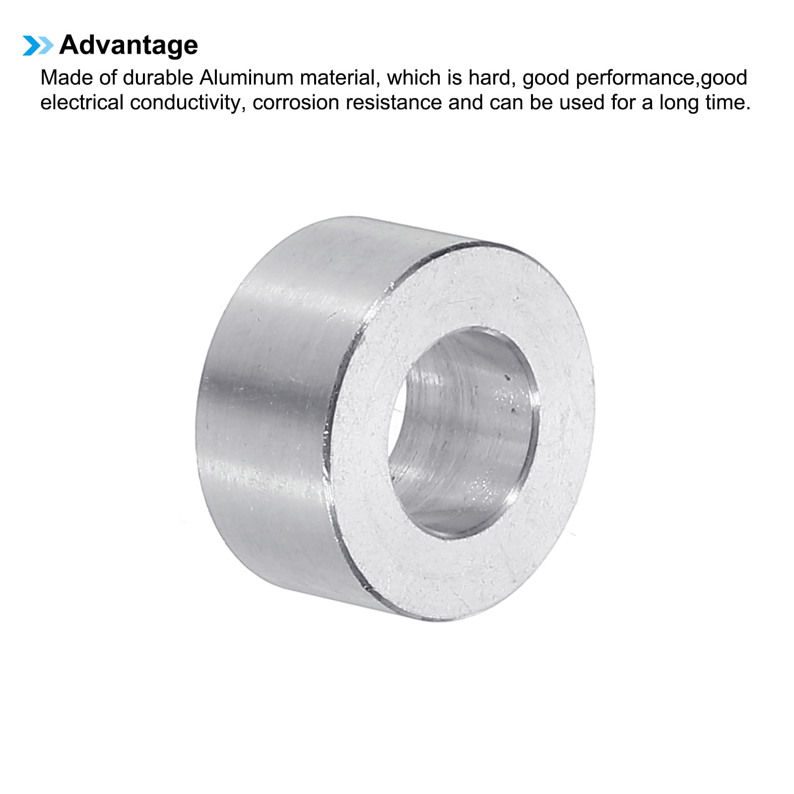 M10 Aluminum Spacers, 12pcs 3/8" x 3/4" Round Metal Spacers for 3/8 or M10 Screw Bolts, Unthreaded Standoff Bushing 3/8"L, 10.5x20x10mm