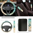 thumbnail image 5 of Yuyamidu 15 PCS Sea Turtle Car Seat Cover Full Set with Carpet Mats Steering Wheel Cover Beach Seat Belt Pad Cover Coasters Handbrake Cover Set Car Decor Accessories, 5 of 6