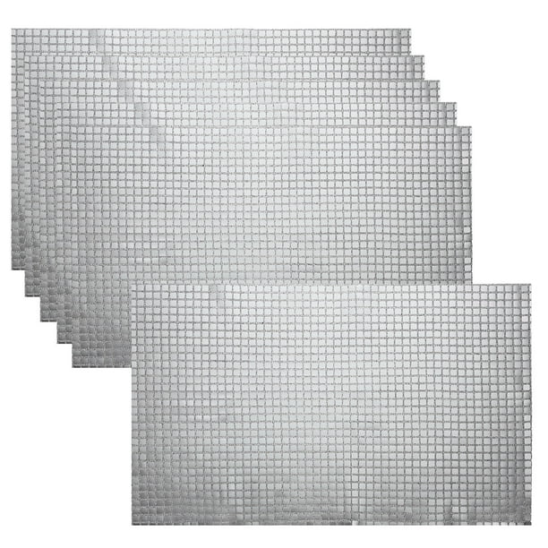 Uxcell 6Pcs 11.8" x 17.7" Manteles de espejo brillante para mesa disco en plata