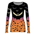 thumbnail image 5 of Womens Long Sleeve Stretch Ribbed T-Shirts Slim Fit Ladies Casual Knit Tops Halloween Tshirts, 5 of 5