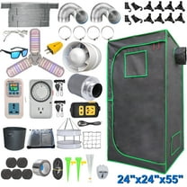iMeshbean Upgraded 24"x24"x55" Complete Grow Tent Kit w/LED Full Spectrum Grow Light Ventilation Inline Fan Carbon Filter Timer Thermostat