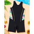 thumbnail image 4 of Miaeowve Girls One Piece Athletic Bathing Suit Racer Back Swimwear Sleevevless Rashguards Swimsuit Yellow&Black 12, 4 of 4