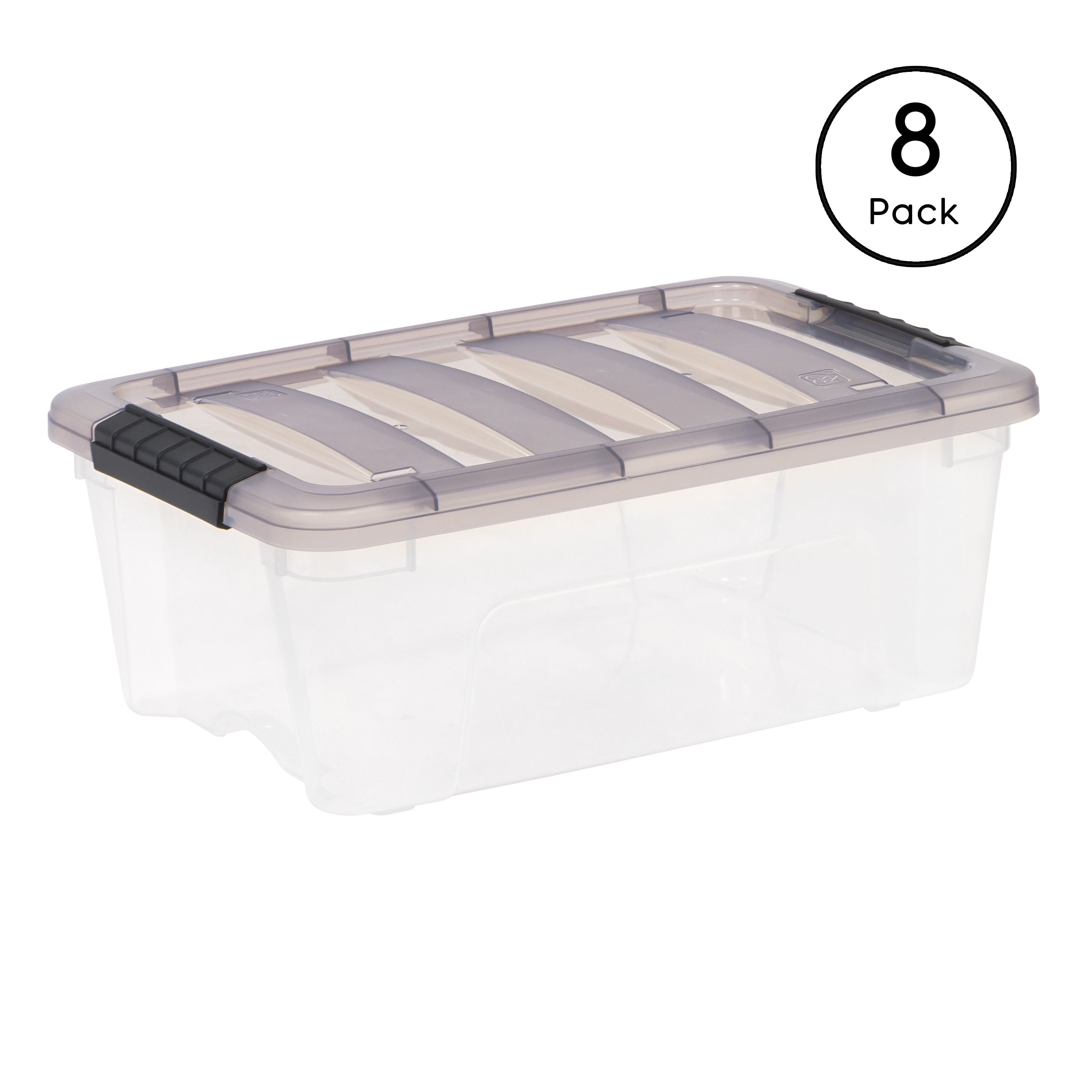 Pack Of 5x 16Litr Wham With Secure Clip & Lids Clear Plastic Storage Boxes Set 