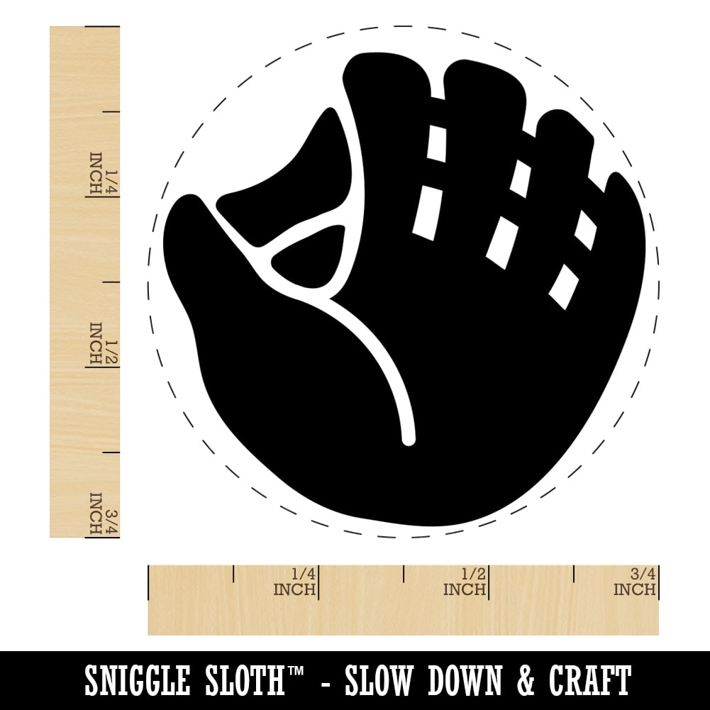 Baseball Glove Mitt Self-Inking Rubber Stamp Ink Stamper - Brown Ink - Small 3/4 Inch