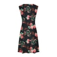 thumbnail image 4 of Clearance-Sale Summer Dresses for Women 2023 Plus Size Sleeveless Printing Floral Pattern Dress V-Neck Maxi Loose Fit Daily Casual Elegant Bohemian Homecoming A-Line Swing Hem Ruched Dress with Pocket, 4 of 4