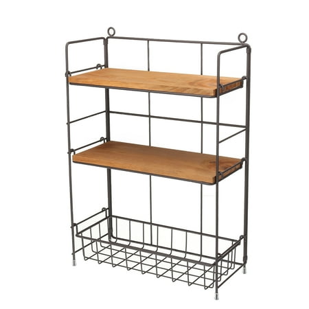 Metal Kitchen Wall Shelves 3Tier Book Rack Corner Stand Storage Organizer Wall Hanging Shelf Bedroom Bathroom Kitchen Livingroom 15.4 Inch Height ()