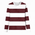 thumbnail image 4 of larppty Long Sleeve Tops for Women Lightweight Striped Shirts Fall Outfits 2025 Color Block Fashion Clothing Crewneck Tee Blouses (Wine, S), 4 of 4