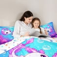 thumbnail image 4 of Meiyoeat Kawaii Pink Axolotl Full Size Comforter Sets 3-Piece, Cartoon Sea Salamander Bedding Comforter Set, Blue Purple, 4 of 6
