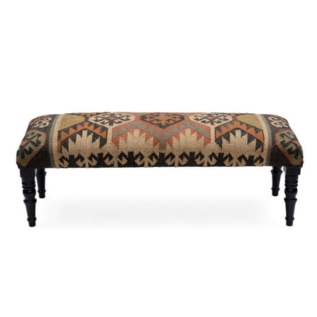 Wool Jute Kilim Wooden Bench Table For Living Room