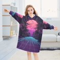 thumbnail image 5 of FORMRS Wearable Blanket Hoodie with Sleeves for Kids Cozy Flannel Sweatshirt, Night Neon Road, 5 of 7