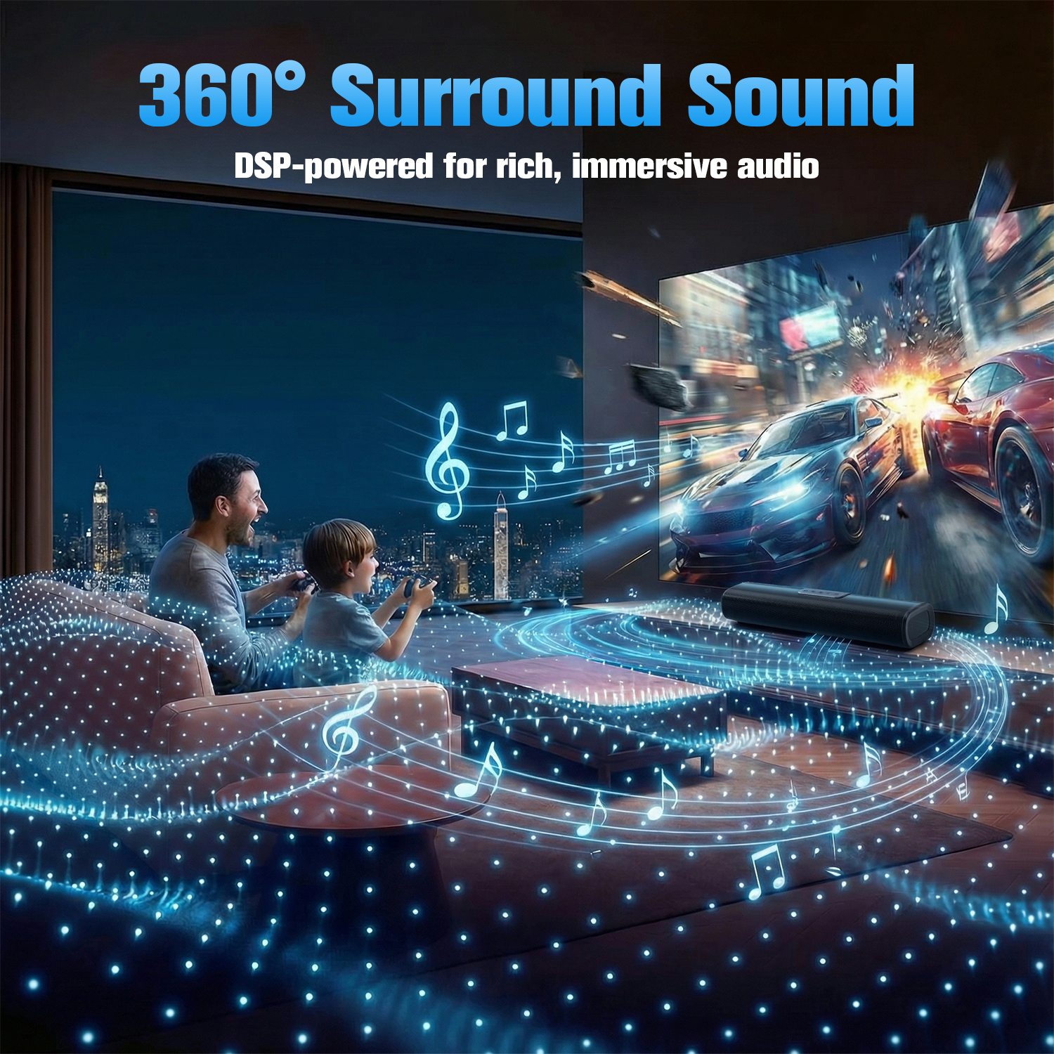 ETEPEHI 16-Inch Soundbar, 360° Surround Sound photo 4