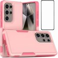 thumbnail image 1 of kmemek7-Case for Samsung Galaxy S25 Ultra, Cute Heavy Duty Shockproof Drop Proof Anti-Slip Military Grade Dual Layer Full Body 360 Protection Rugged Grip Case Back Cover with Screen Protector-Pink, 1 of 4