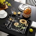 thumbnail image 3 of You Are My Sunshine Placemats Set of 6, Yellow Sunflowers Cute Bees Heart Black Placemats for Dining Table, Place Mats for Kitchen Tabletop, Waterproof Wipeable Dining Table Mats Set, 3 of 9