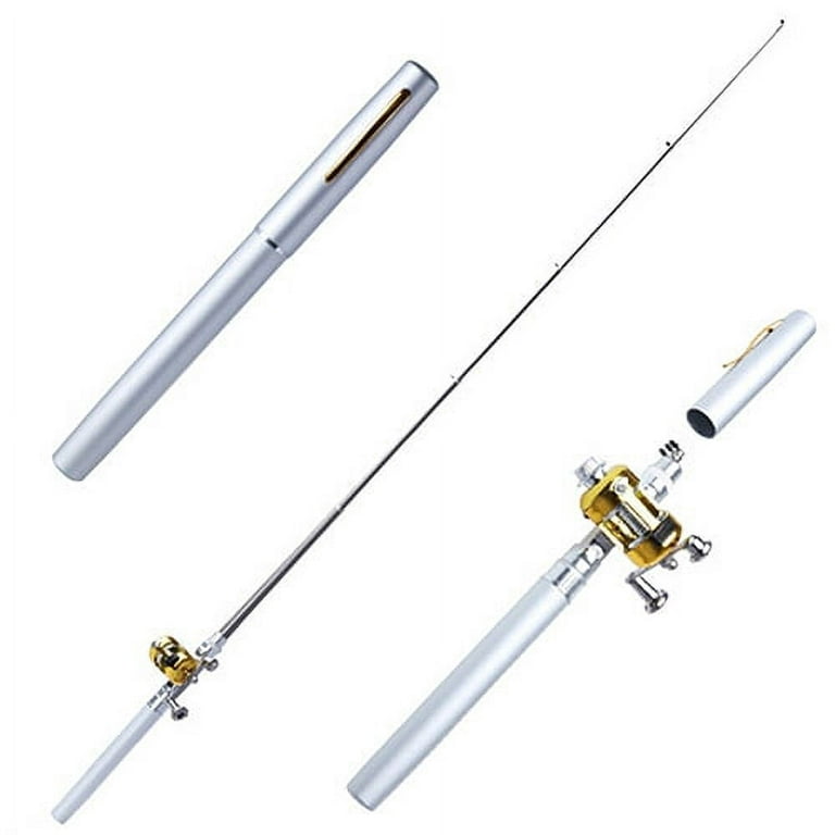 Walbest Portable Mini Outdoor Pocket Fish Pen Shape Fishing Rod Aluminum  Alloy Fishing Pole(Unfolding Length: 36.61 - 39.37) 