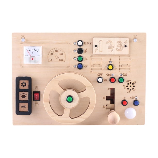 Tablero de actividades Montessori con luces LED, tablero sensorial de madera con luces LED, juguetes de viaje, tablero de actividades con