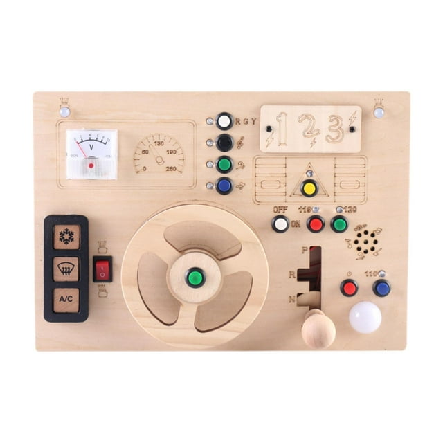 Tablero de actividades LED, tablero sensorial de madera LED, tablero de actividades con interruptor de luces, para niños pequeños de 1 a 3 años